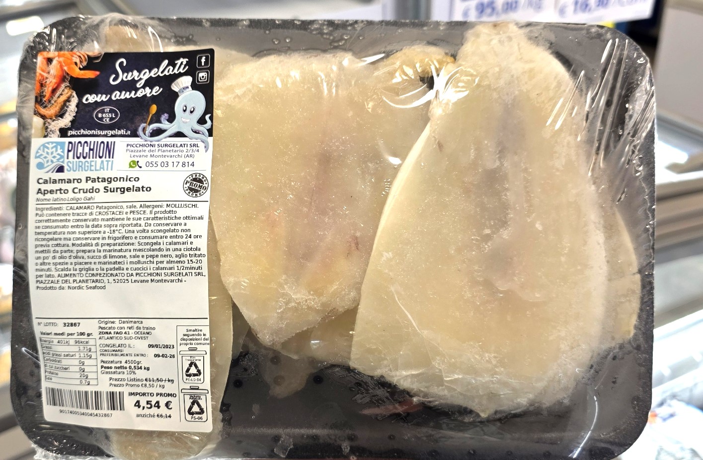 Calamaro Patagonico Aperto Crudo Surgelato